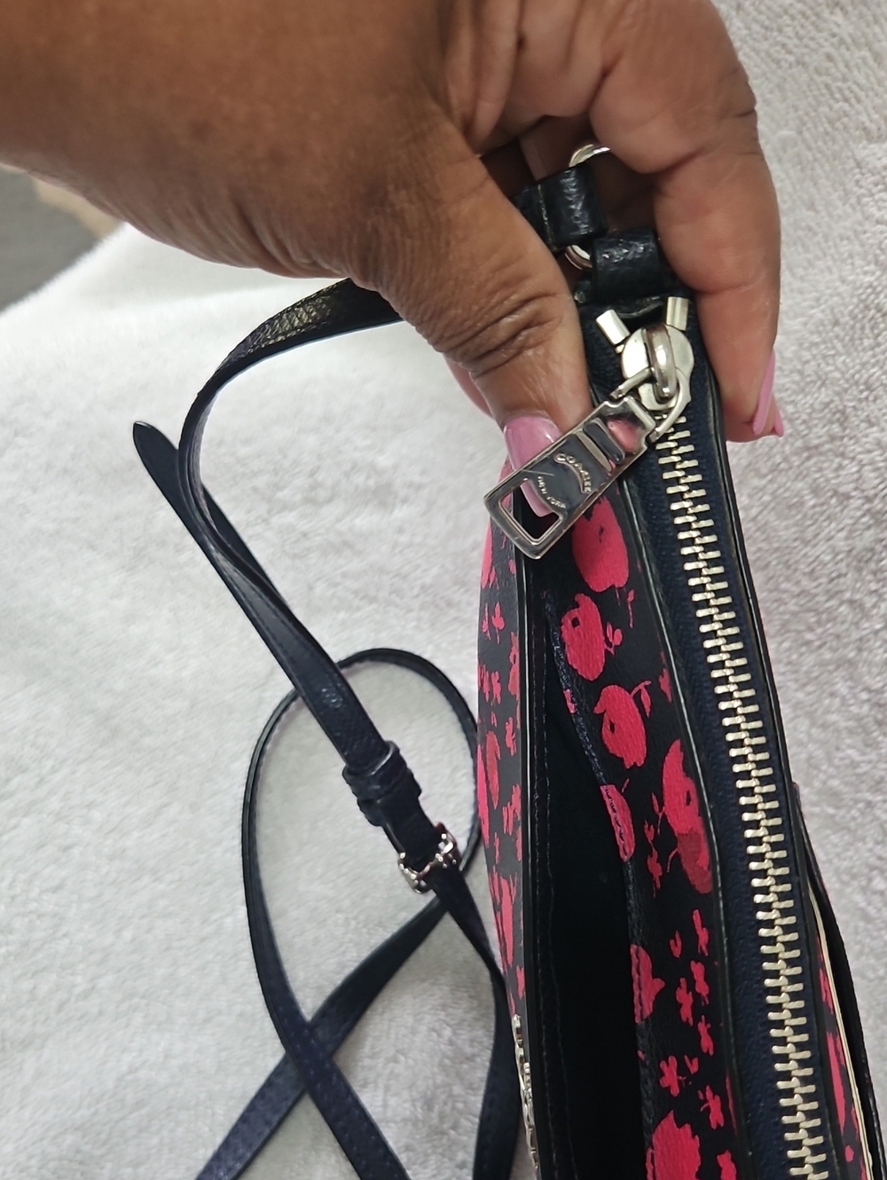 Coach Midnight Blue / Pink Floral Crossbody - Picture 3 of 7